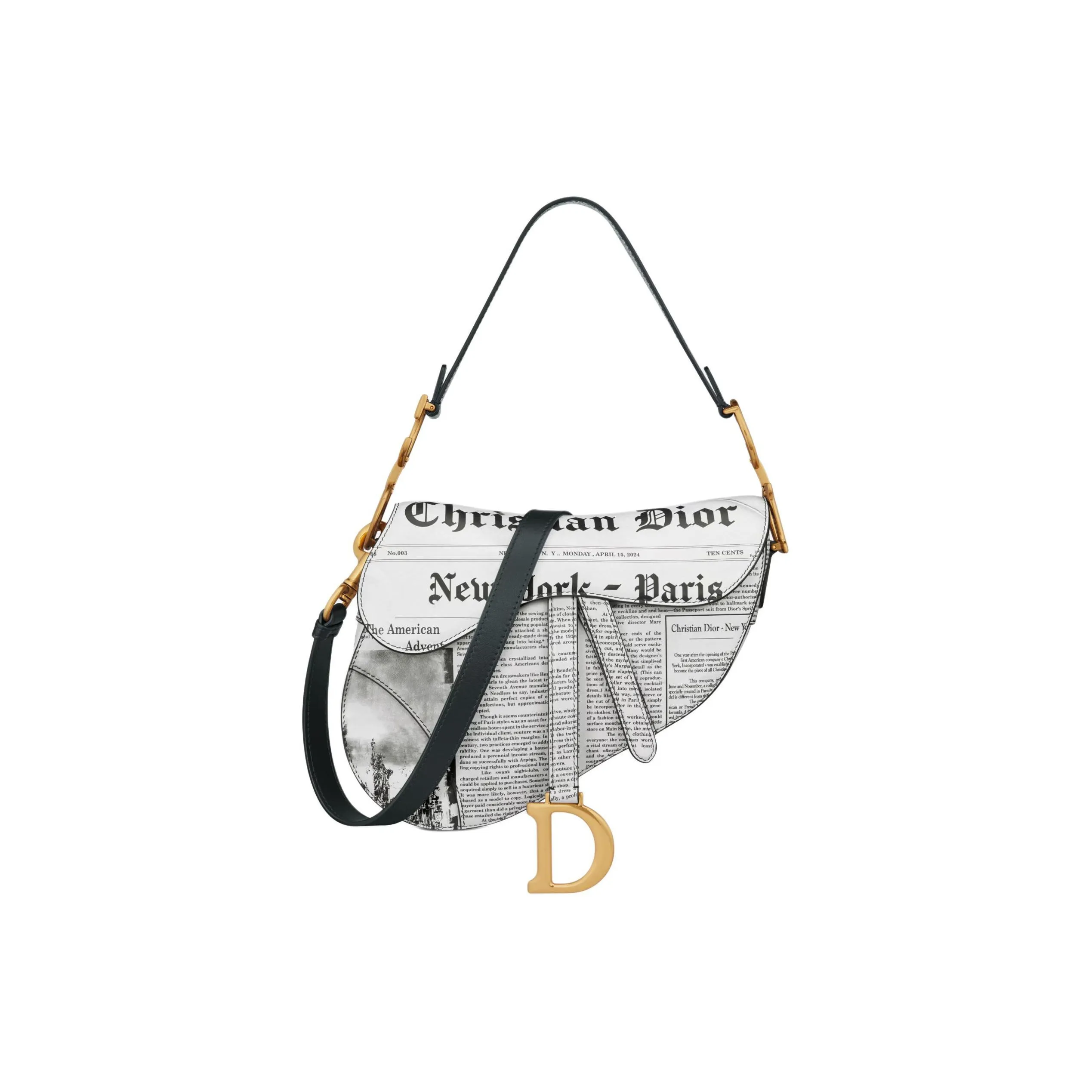 DIOR Saddle Calfskin Saddle Bag, Shoulder Bag, Crossbody Bag, Handbag Women's White & Black