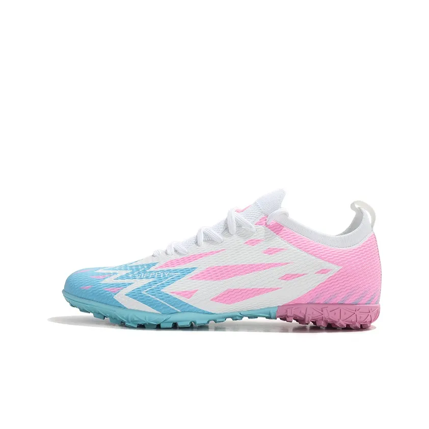 Jifffly Cushioned Anti Slip And Wear Resistant Lightweight Soccer Shoes Unisex White Blue Pink