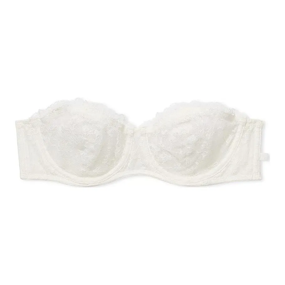 Victoria's Secret PINK Sexy Tee Unlined Lace Strapless Bra/Coconut White Bra Women's Coconut White