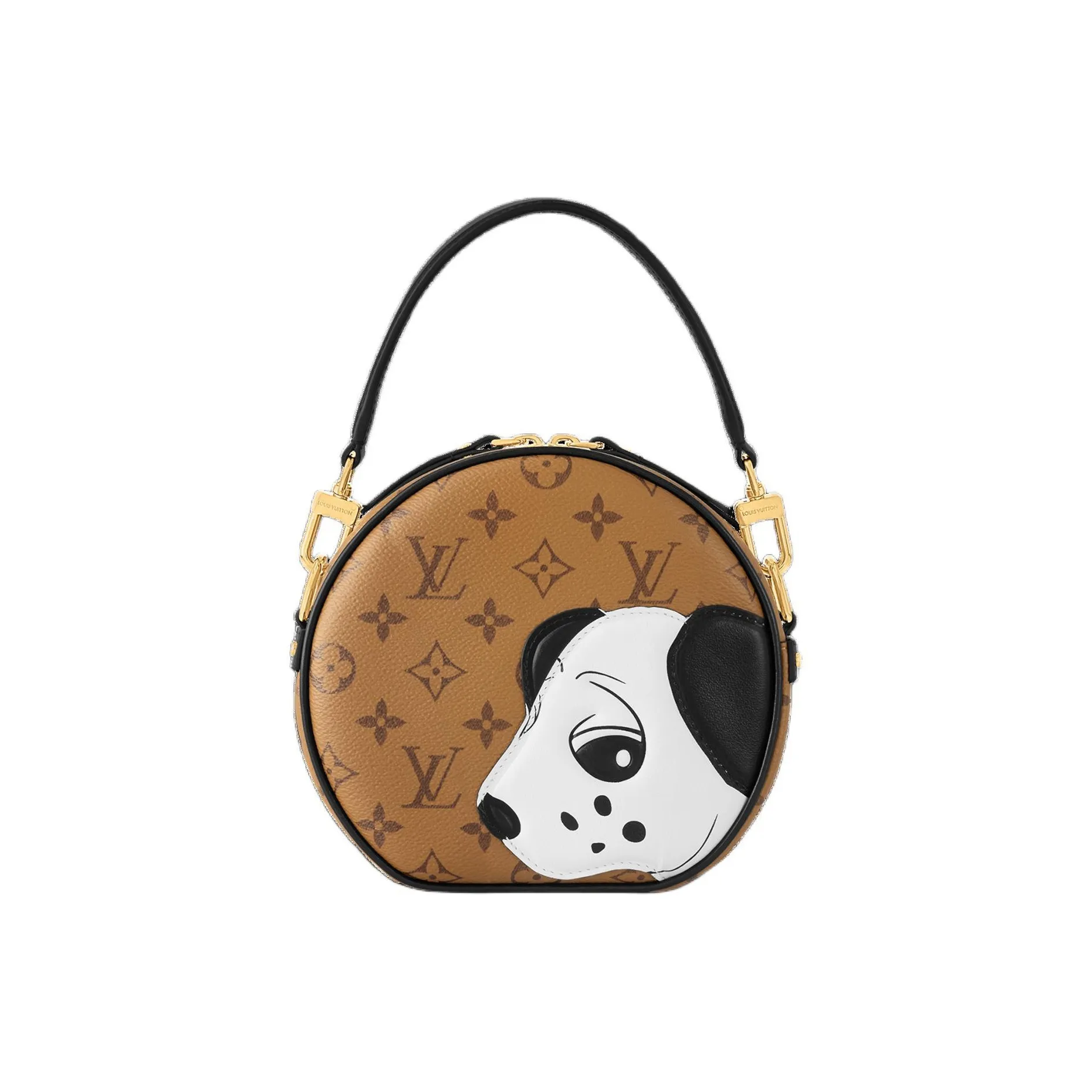 LOUIS VUITTON Sun Yitian Collaboration Petite Boite Chapeau Cow Leather Hard Round Cake Shoulder Handbag Women's Brown