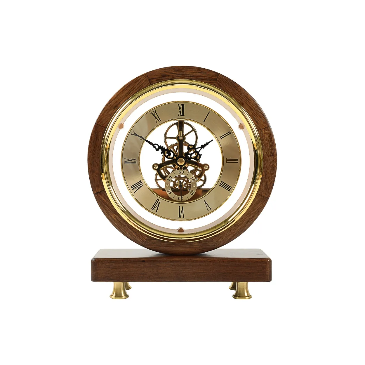 HENSE Кварцевый механизм массивная древесина настольные часы унисекс Cut Out золотой циферблат HD327