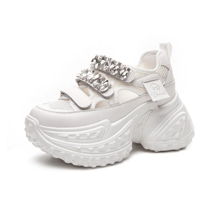Shoe Cabinet Floral Language Slip Resistant, Breathable, Height Increasing Low Top Chunky Sneakers Women's