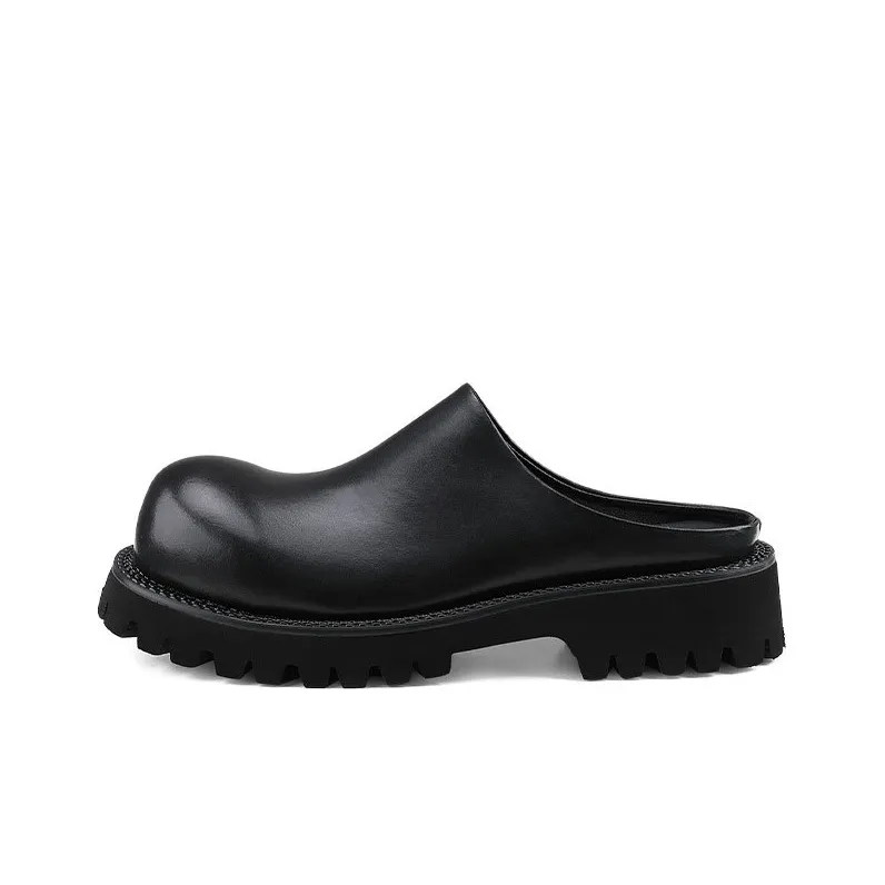 HANQIAORIJI Broken Cocoon Series Abrasion Resistant Slip Resistant Wrap toe Slippers Men's Black