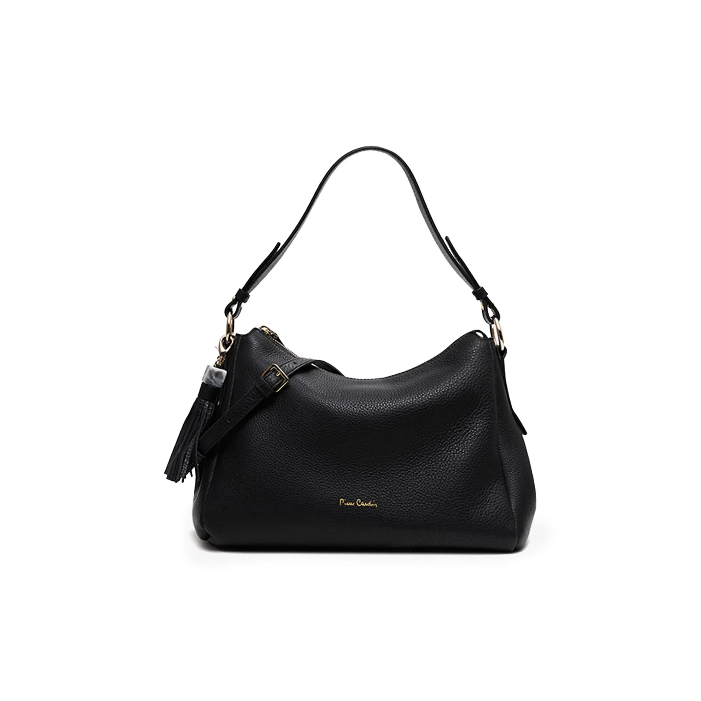 PIERRE CARDIN Сумка через плечо из крупнозернистой текстуры коровьей кожи обычная женская черная