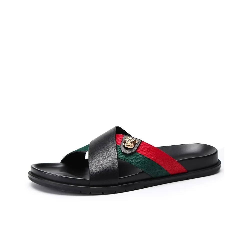 LEYGMENLG Slide Slippers Men's Black/Green Red/Webbing