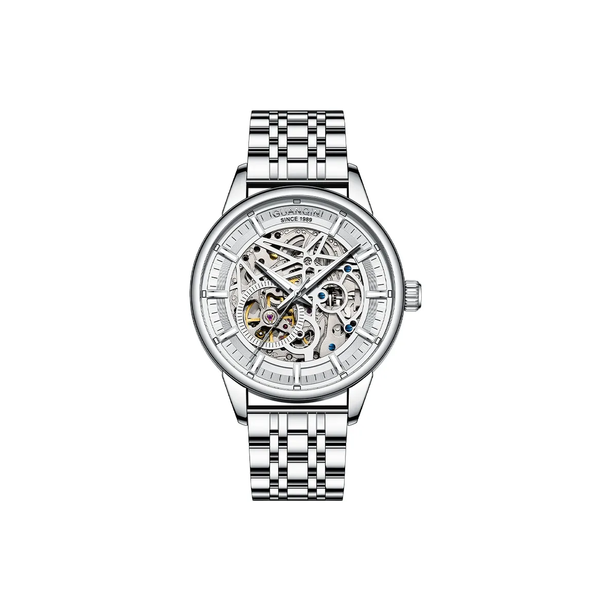 GUANQIN Автоматический Механический Механизм Часы Мужские Белый Циферблат