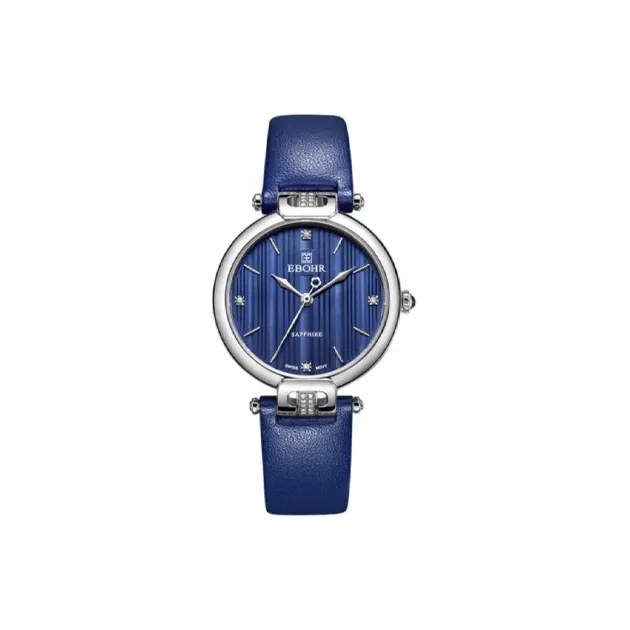 EBOHR Athena Series Кварцевый механизм Естественная кожа Ремешок Часы Женские Синий циферблат
