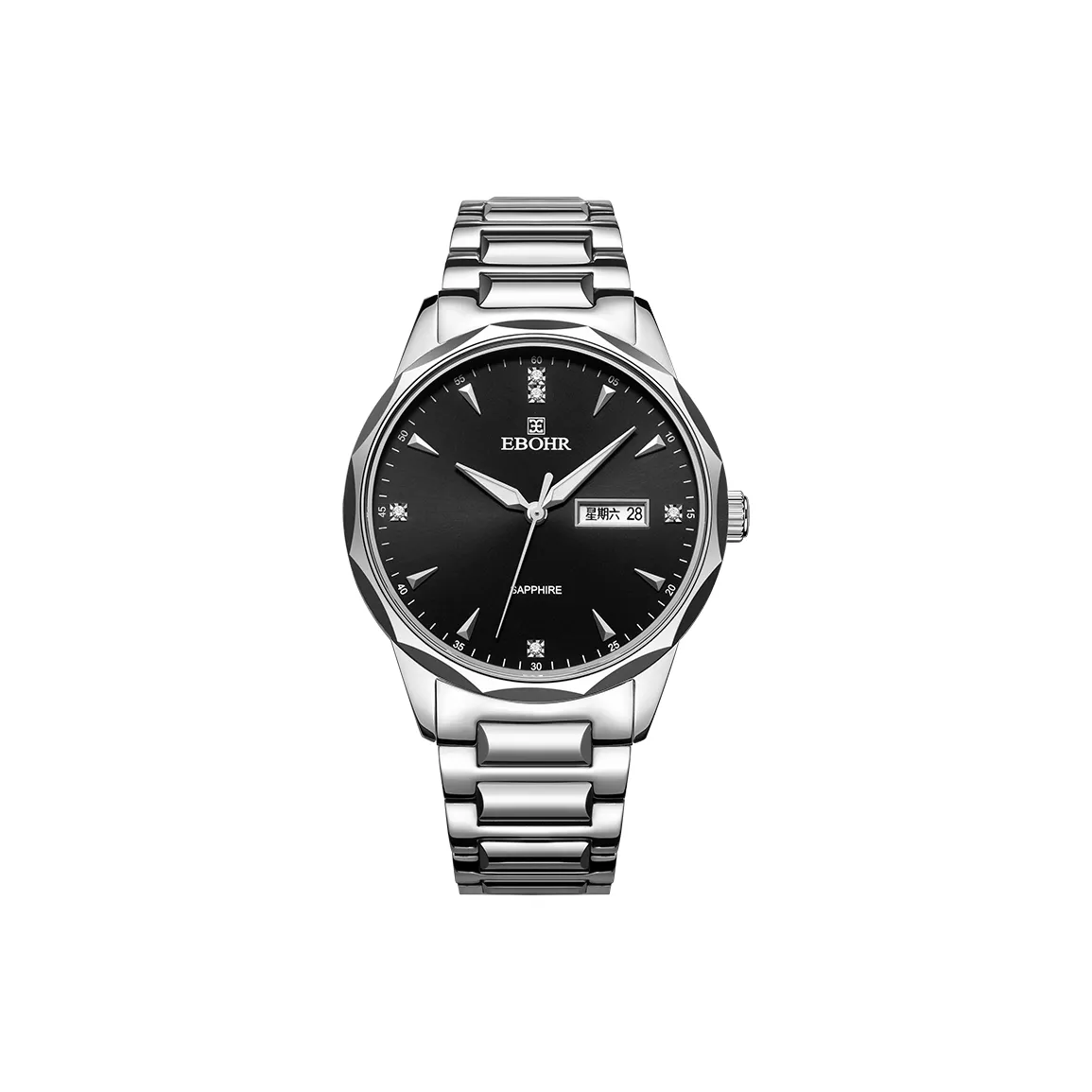 EBOHR Master Collection Кварцевый механизм стальной ремешок из вольфрамовой стали мужские часы белый циферблат