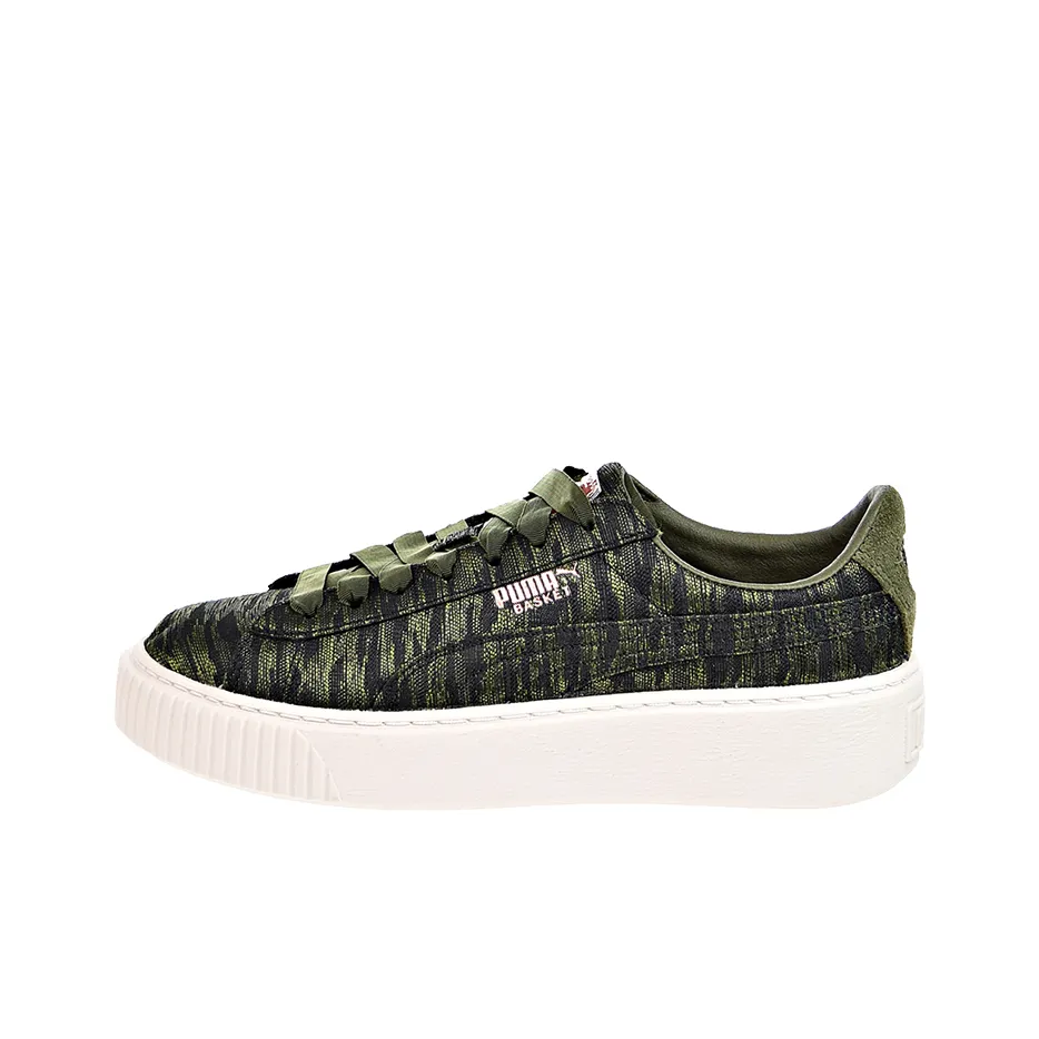 PUMA Basket Series Platform VR Low Top Скейтборд Кроссовки Женские Зеленый Белый
