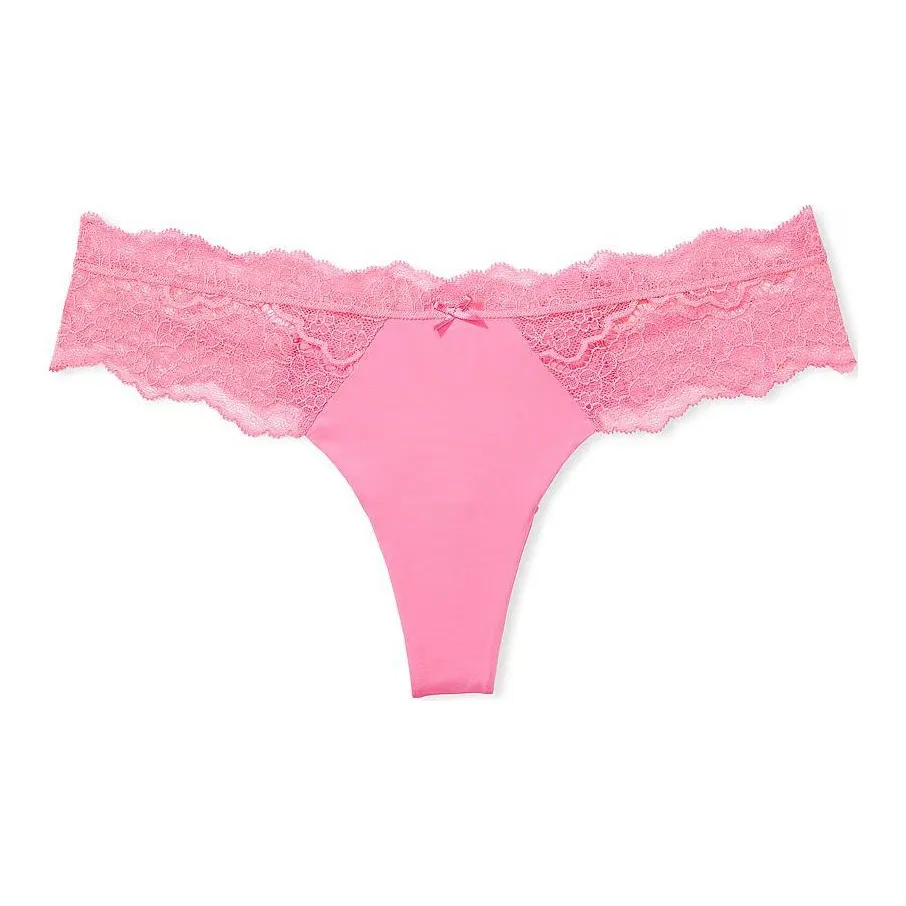 Victoria's Secret DREAM Angels Кружевная отделка Стринг Panty Tickled Pink Нижнее белье Женское 1 упаковка Розовый