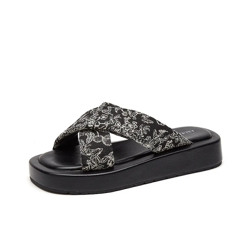 EXULL Q Slide Slippers Women's Black/Ecru