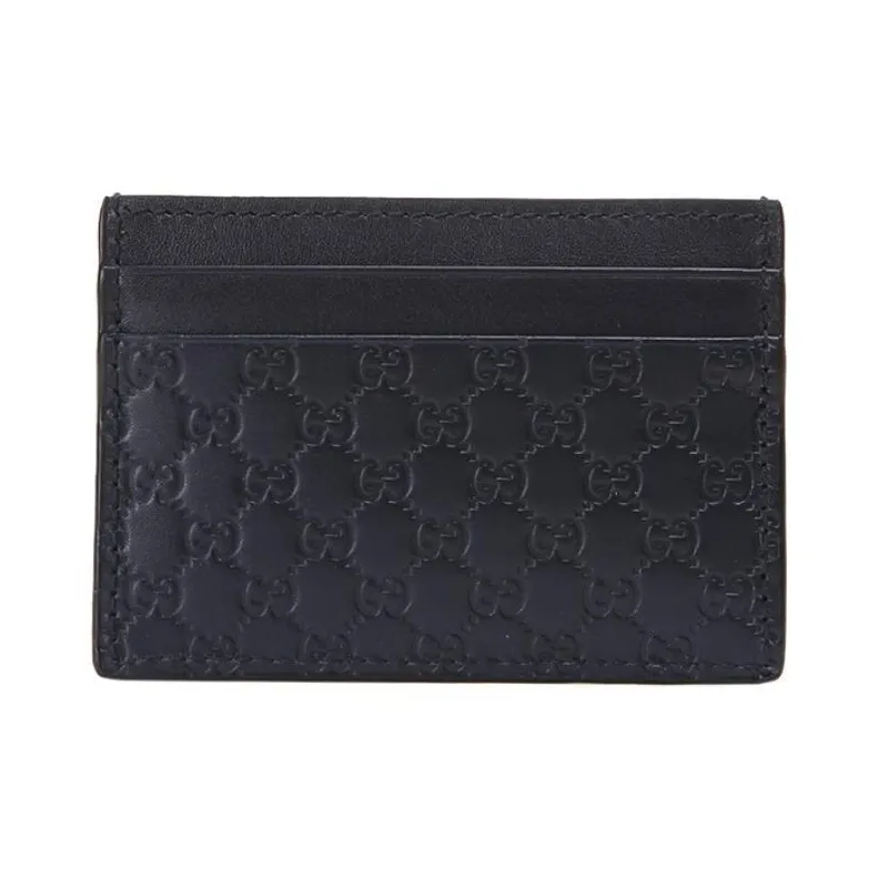 GUCCI Leather Card Holder Card Holder Men's Dark Blue & Navy Blue