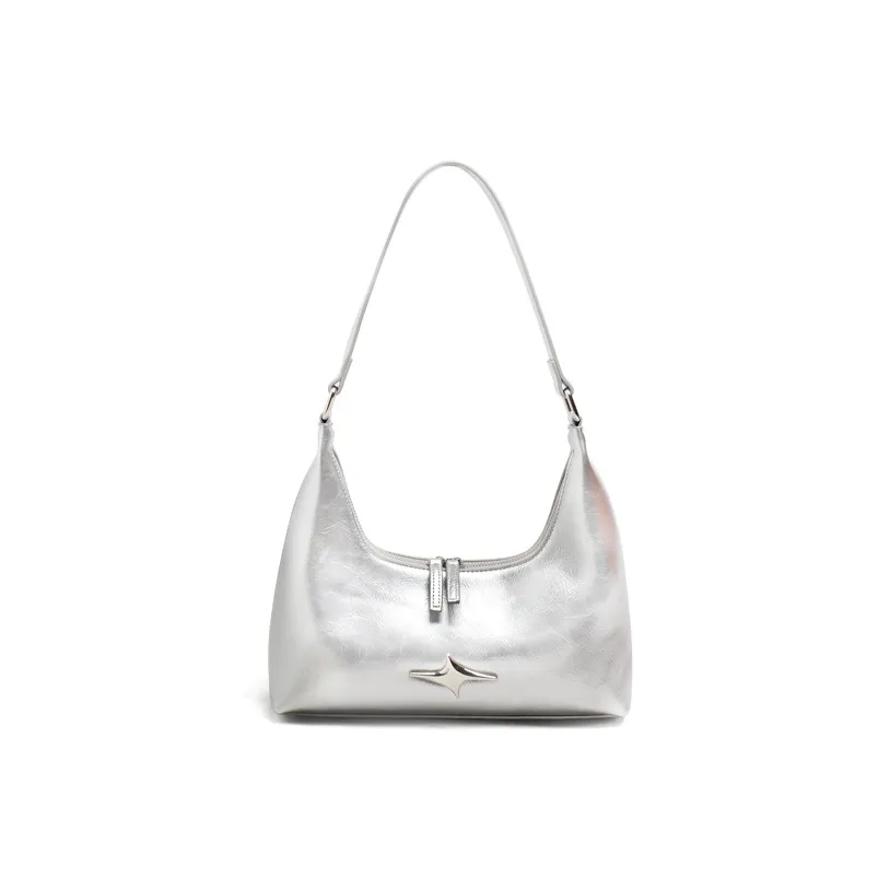 MZ HOUGE ПУ (полиуретан) Сумка через плечо Большая Женская Серебряный Черный