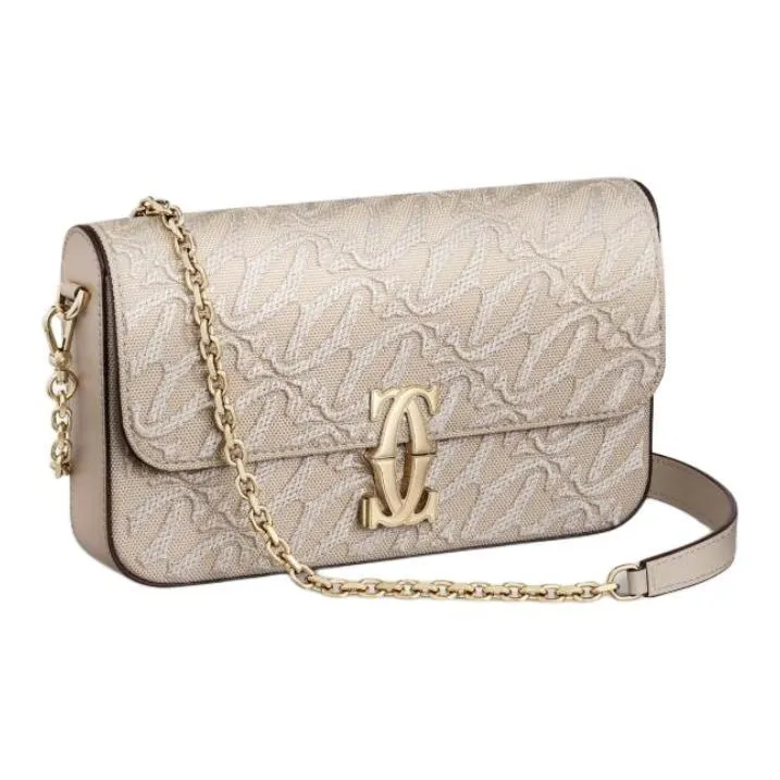 CARTIER C De Cartier Collection Calfskin Shoulder Bag Crossbody Bag Mini Women's Beige