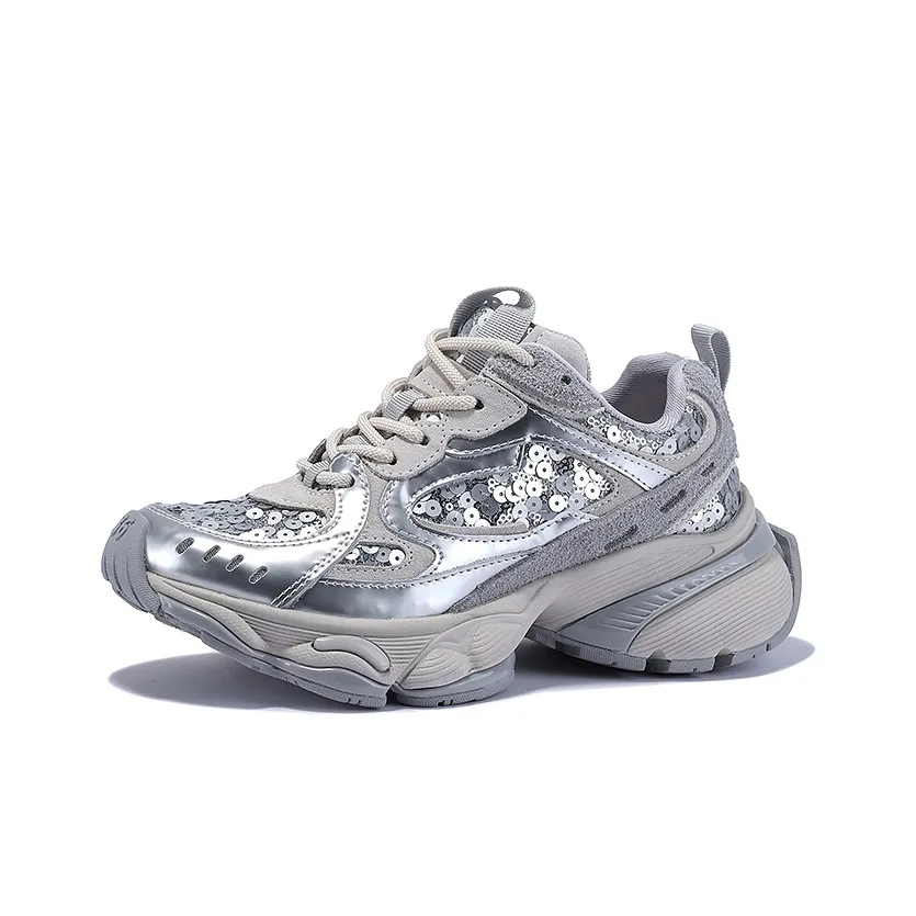 BELLALILY Низкий топ кеды женские серебристый белый