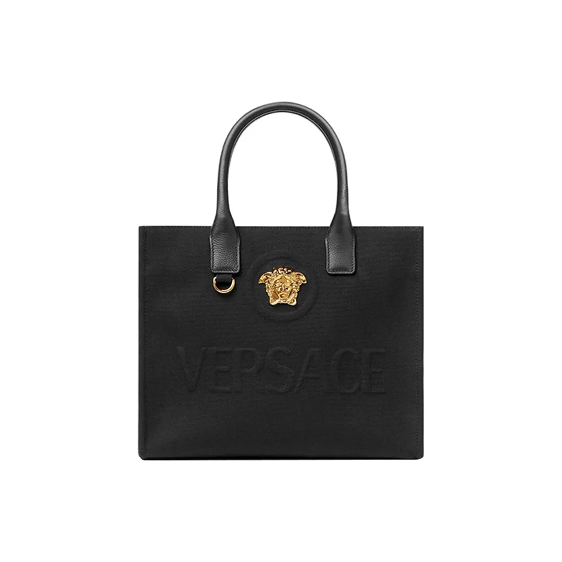 FANSIZHE La Medusa Cotton With Calfskin Tote Bag Shopping Bag Shoulder Bag Crossbody Bag Handbag Women's Black