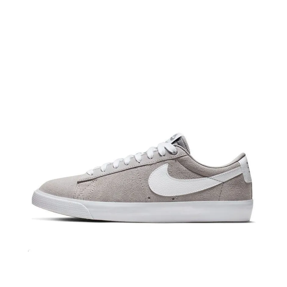 Nike Blazer GT Slip-resistant Амортизация Устойчивость к истиранию Легкий Низкий Топ Скейтбординг Кроссовки Унисекс Серый Белый