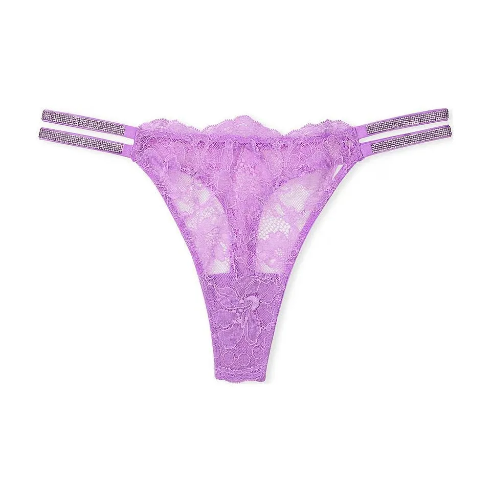 Victoria's Secret Розовый VERY Сексуальный Двойной SHINE Ремень Кружево Tg Panty Pe Нижнее белье Женские 1 Пачка Фиолетовый