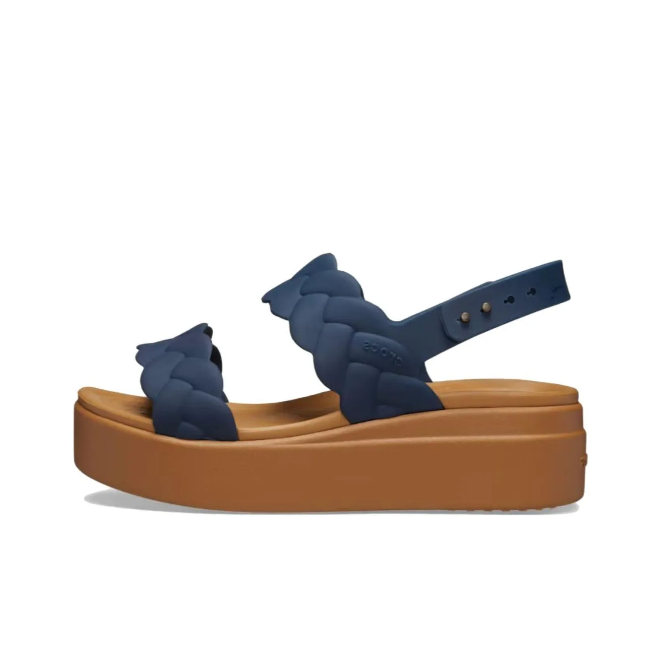 Crocs Brooklyn Woven Wedge Sandals 'Blue Brown' Women's