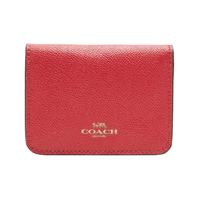 COACH Card Case Leather Wallet, Card Holder Small Women's Red