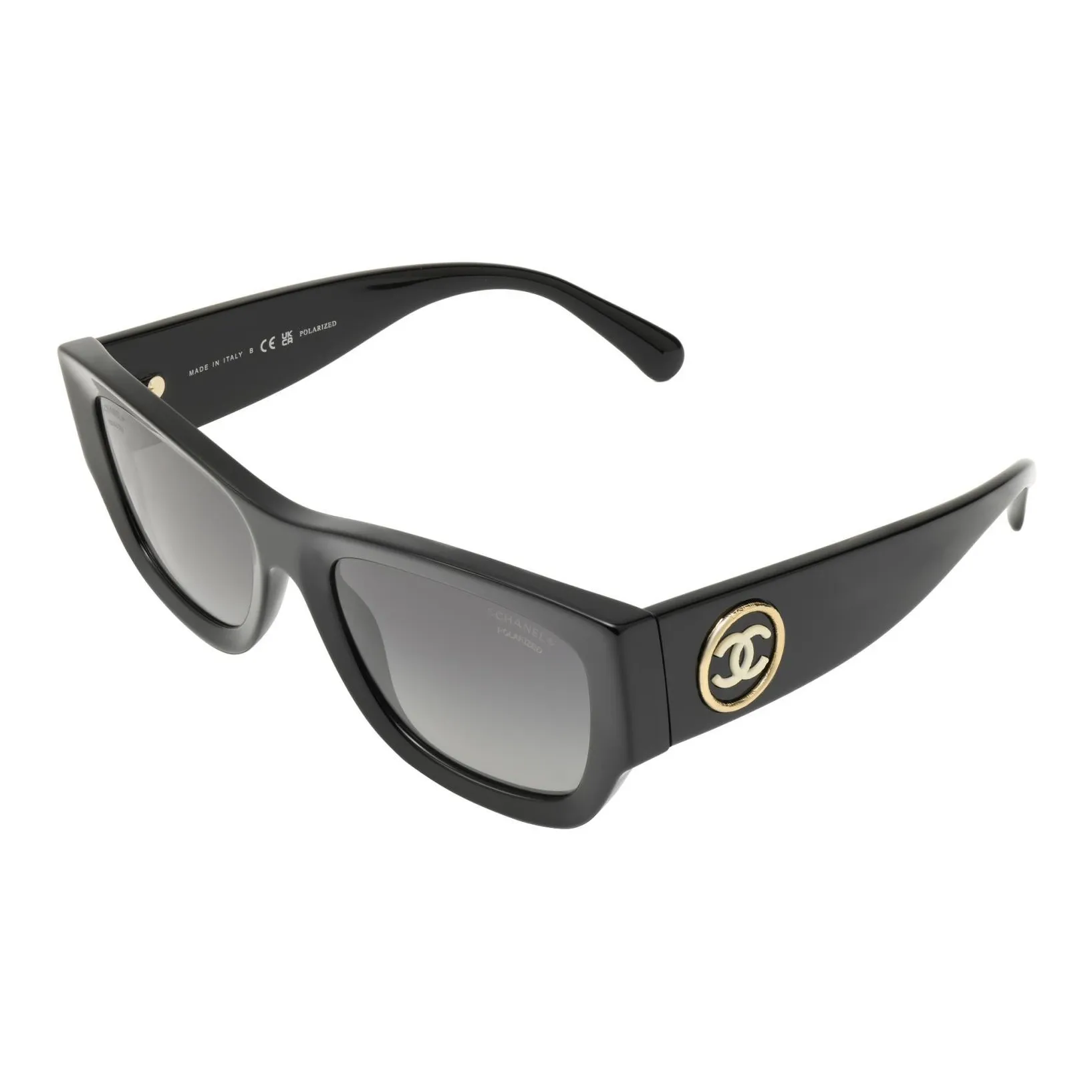 CHANEL Plate Frame Irregular Shape Sunglasses Women's Black