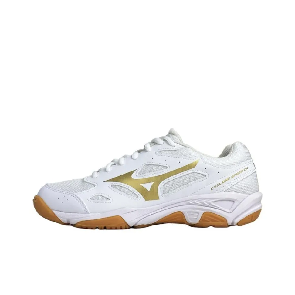 Mizuno Cyclone Speed 1 CN Slip Resistant, Abrasion Resistant, Breathable Low Top Training Shoes Unisex White Gold