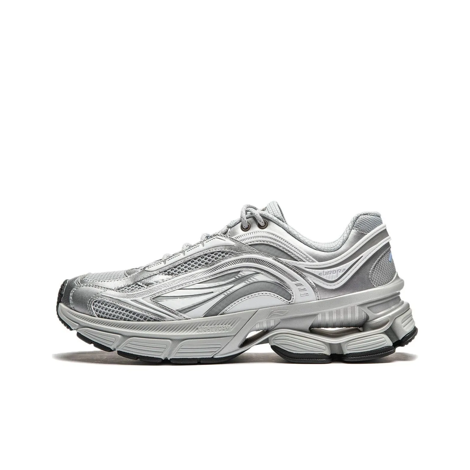 LiNing Slip Resistant Abrasion Resistant Supportive And Resilient Low Top Casual Running Shoes Men's Silver