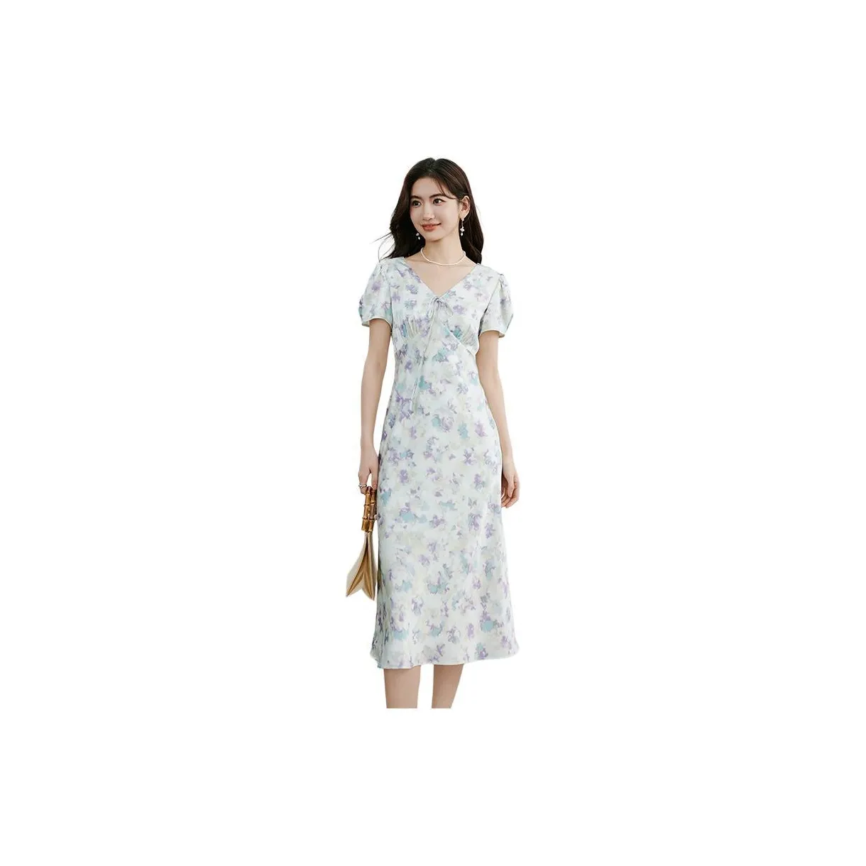 Hopeshow Short Sleeved Dress Women's Green Floral