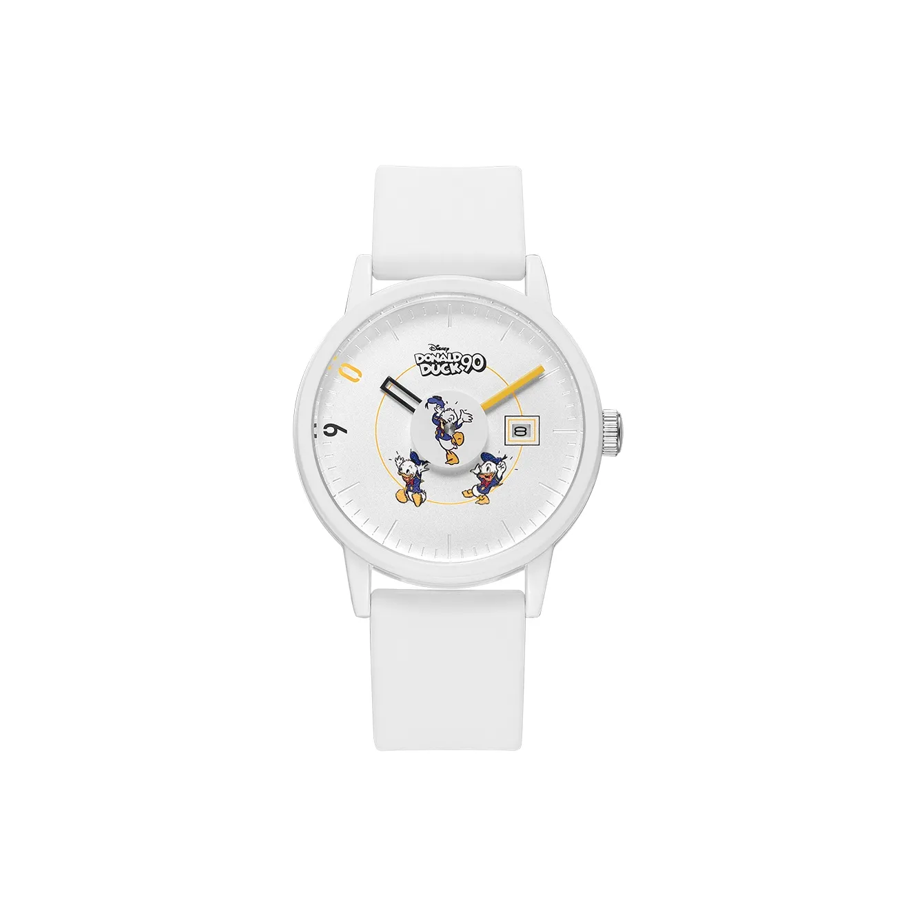 Серия Disney Donald Duck Кварцевый механизм Силиконовый ремешок Часы Унисекс Белый циферблат