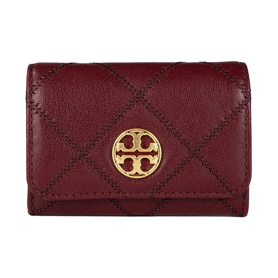 TORY BURCH TB Willa Leather Business Card Holder Wallet Regular Women's Burgundy