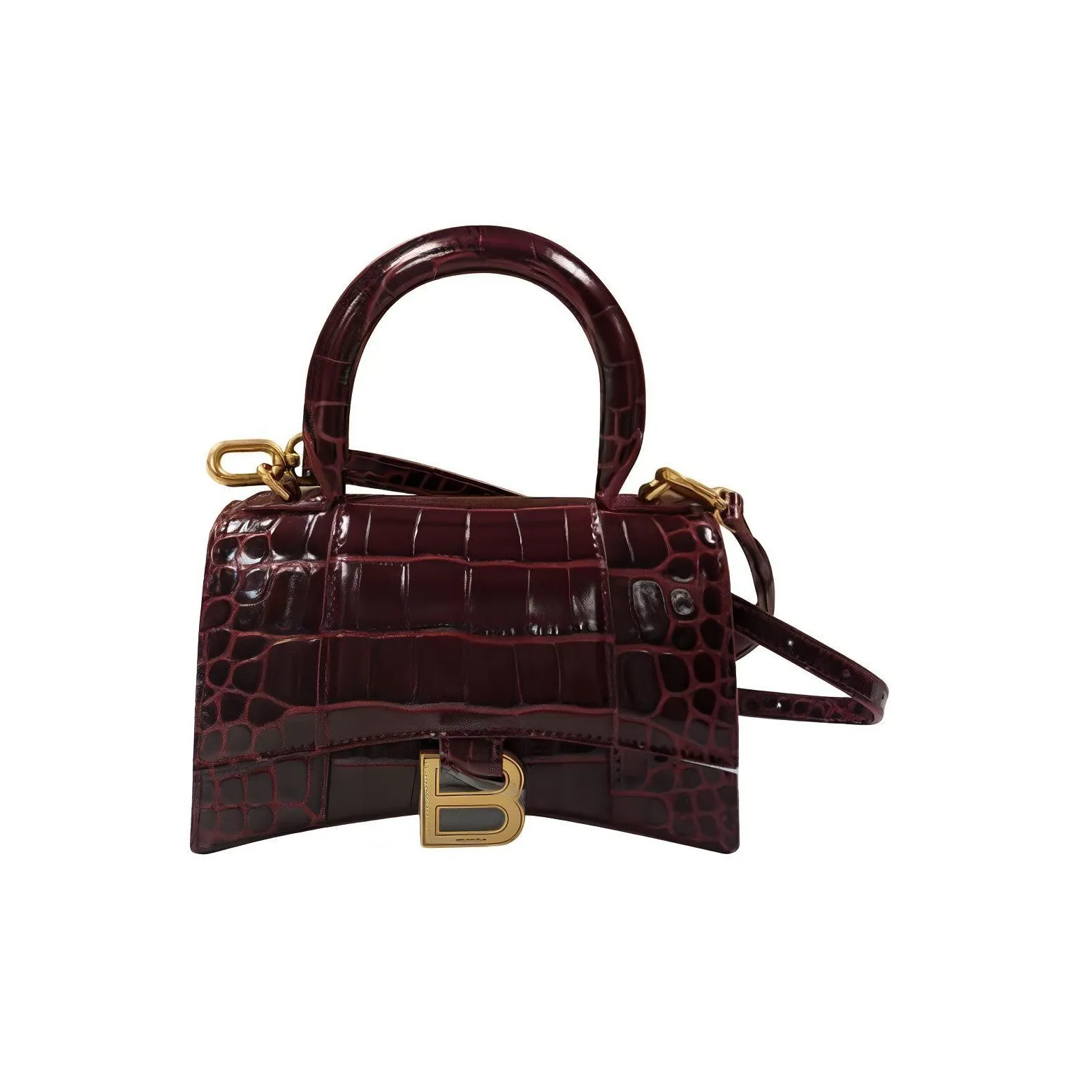Balenciaga Hourglass Cow Leather Handbags Crossbody Bags Women's Deep Red