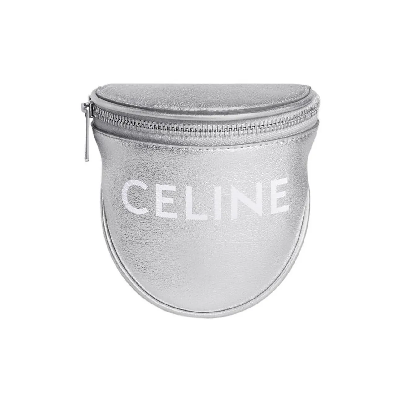 CELINE Layered Cow Leather Shoulder Bag Small Size Men's Silver