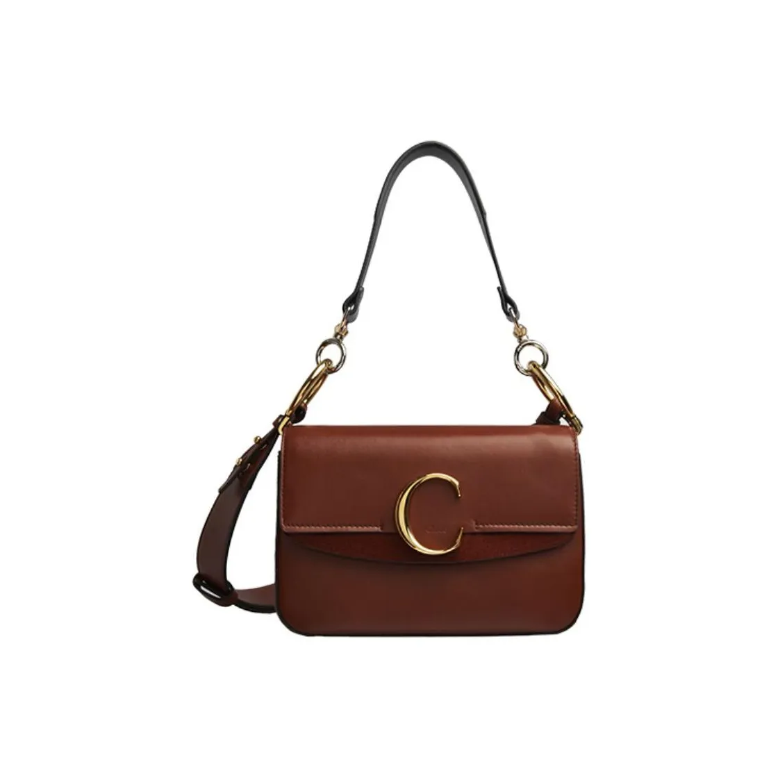 Chloe Calfskin With Suede Handbag Shoulder Bag Small Size Women's Red Brown