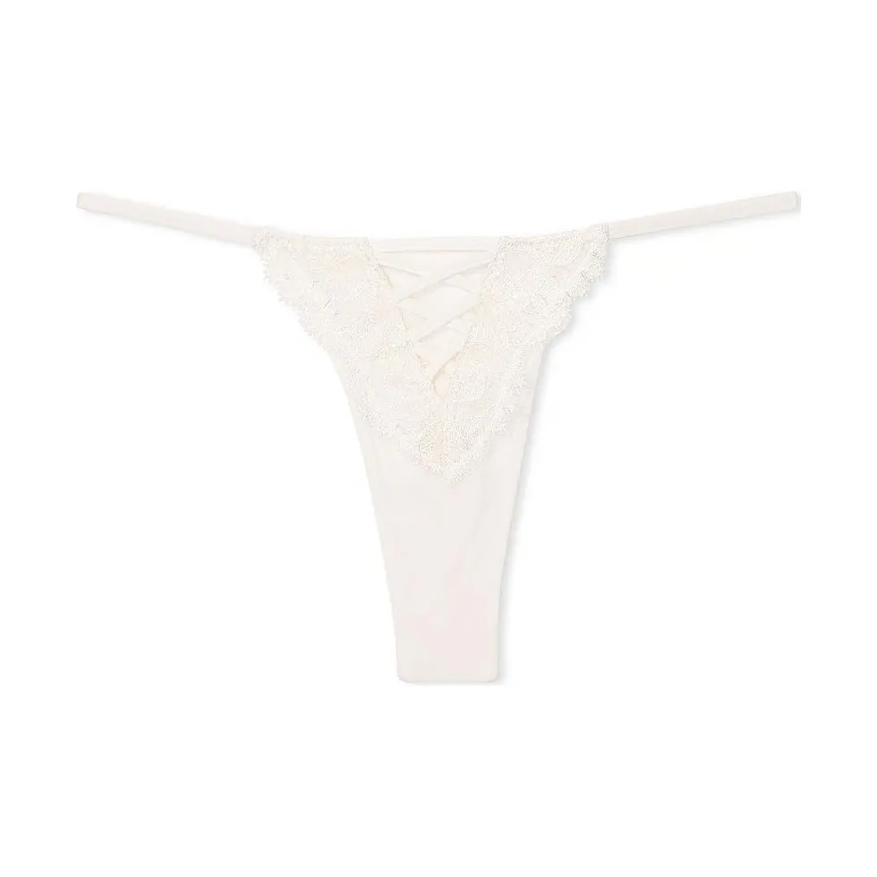 Victoria's Secret DREAM ANGELS Boho Floral Thong Panty/White/Ivory Underpants Women's 1 Pack White
