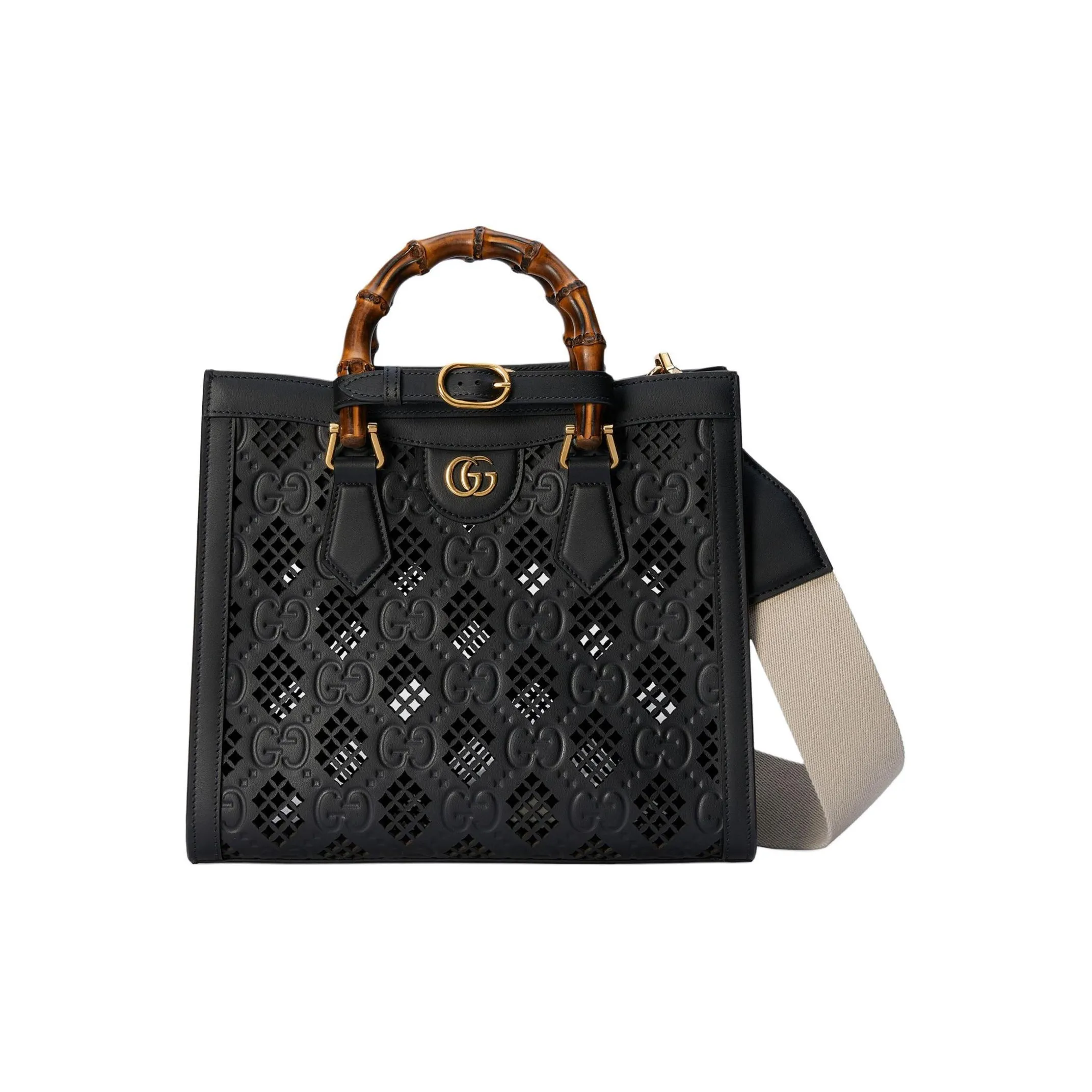GUCCI Diana Leather Tote Bag Shopping Bag Shoulder Bag Crossbody Bag Handbag Small Size Women's Black