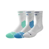 3팩 세트 - Bullfighting 허벅지 양말 (화이트+화이트 블루+화이트 그린)