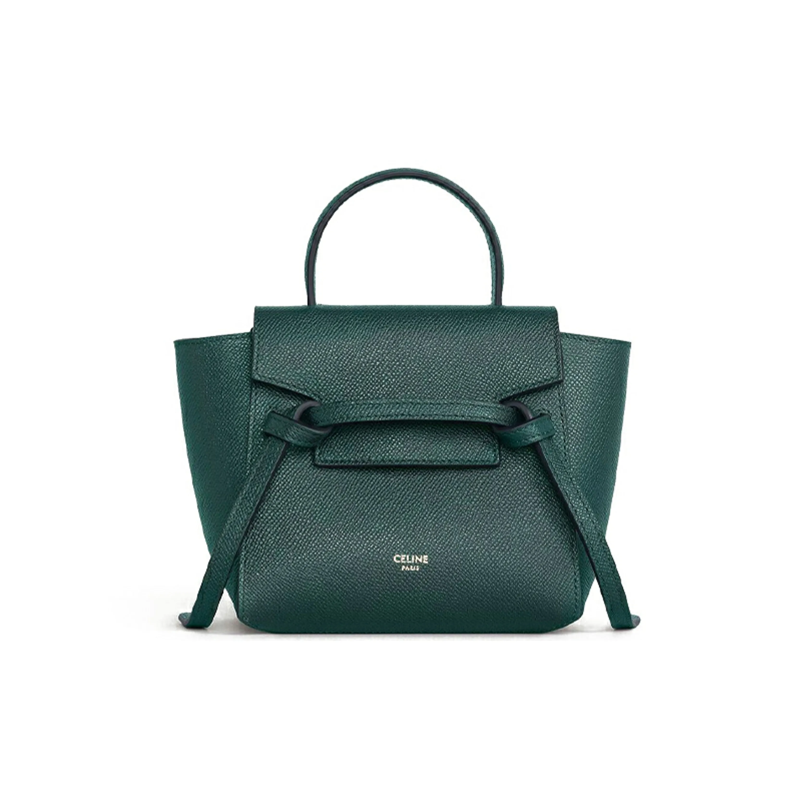 CELINE Belt Grained Calfskin Catfish Bag Handbag Shoulder Bag Crossbody Bag Handbag Pico Women's Amazon Green/Jasper