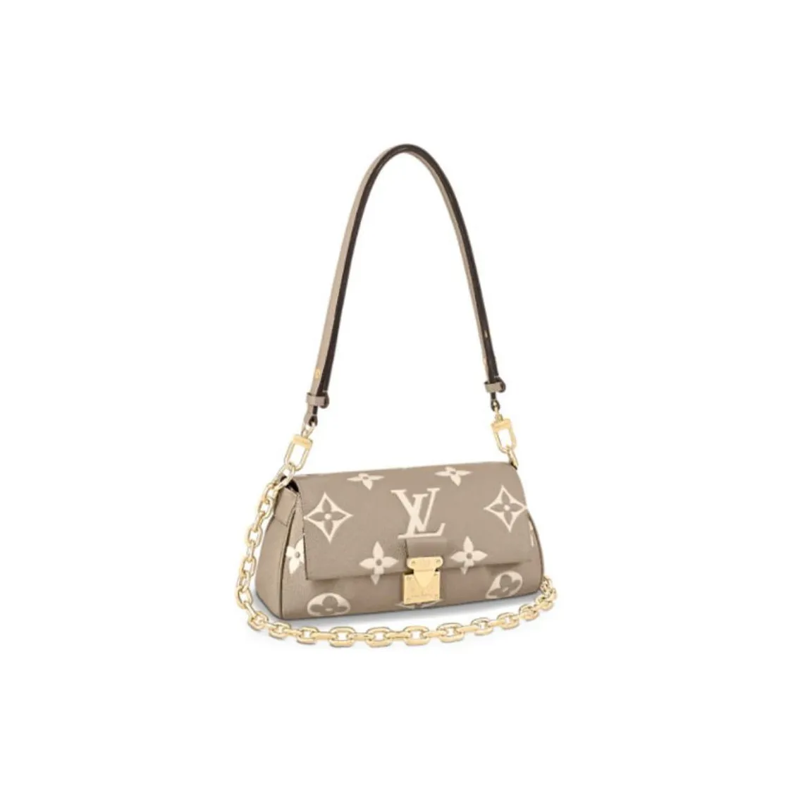 LOUIS VUITTON Favorite Cow Leather Shoulder Bag Chain Shoulder Bag Clutch Regular Women's Elephant Gray