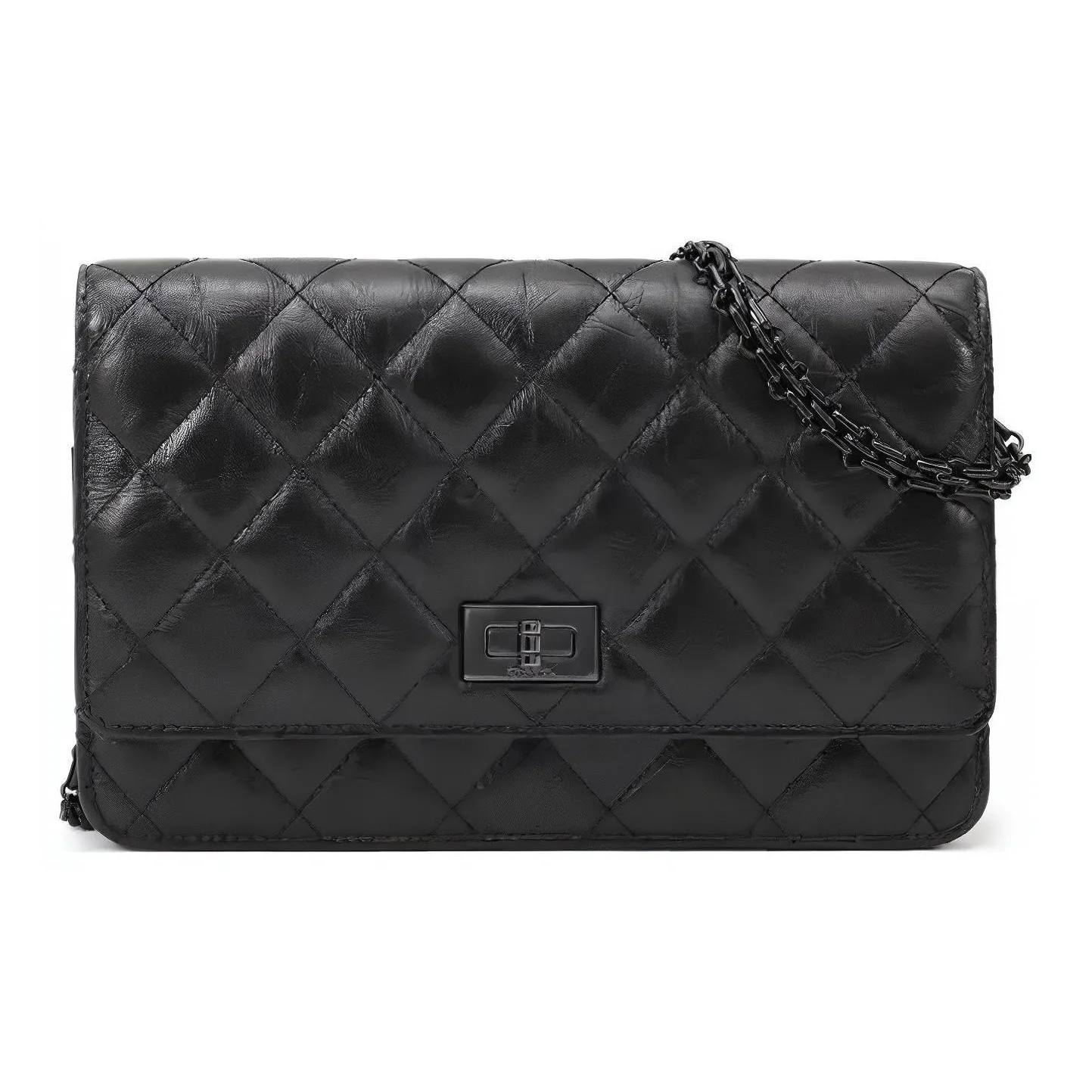 CHANEL 2.55WOC Leather Crossbody Bag Regular Women's Black