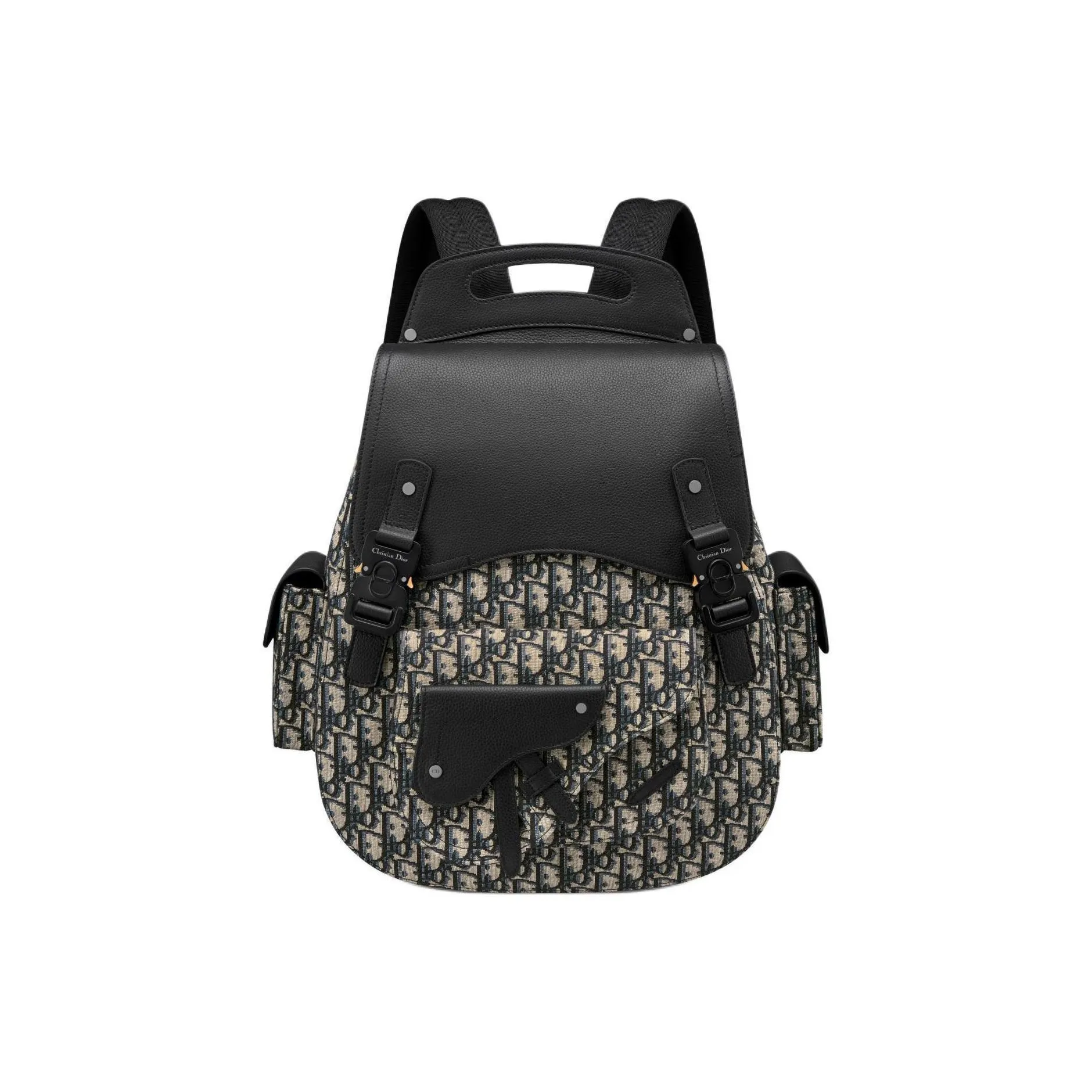 DIOR Gallop Oblique Printed Fabric With Grain Cow Leather Backpack Tubas Men's Beige & Black