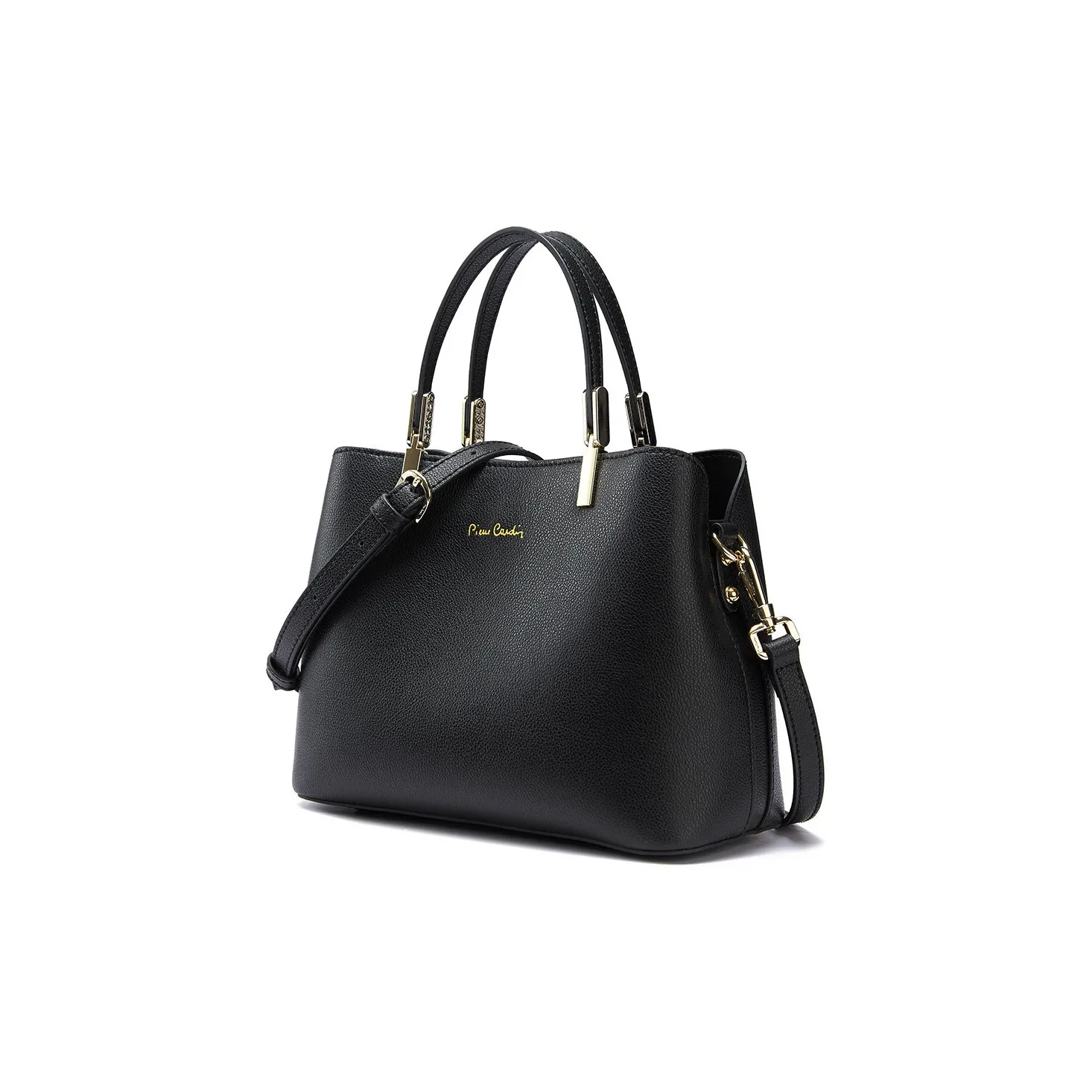 PIERRE CARDIN Top Grain Cow Leather Shoulder Bag, Crossbody Bag, Handbag Regular Women's Black/Green