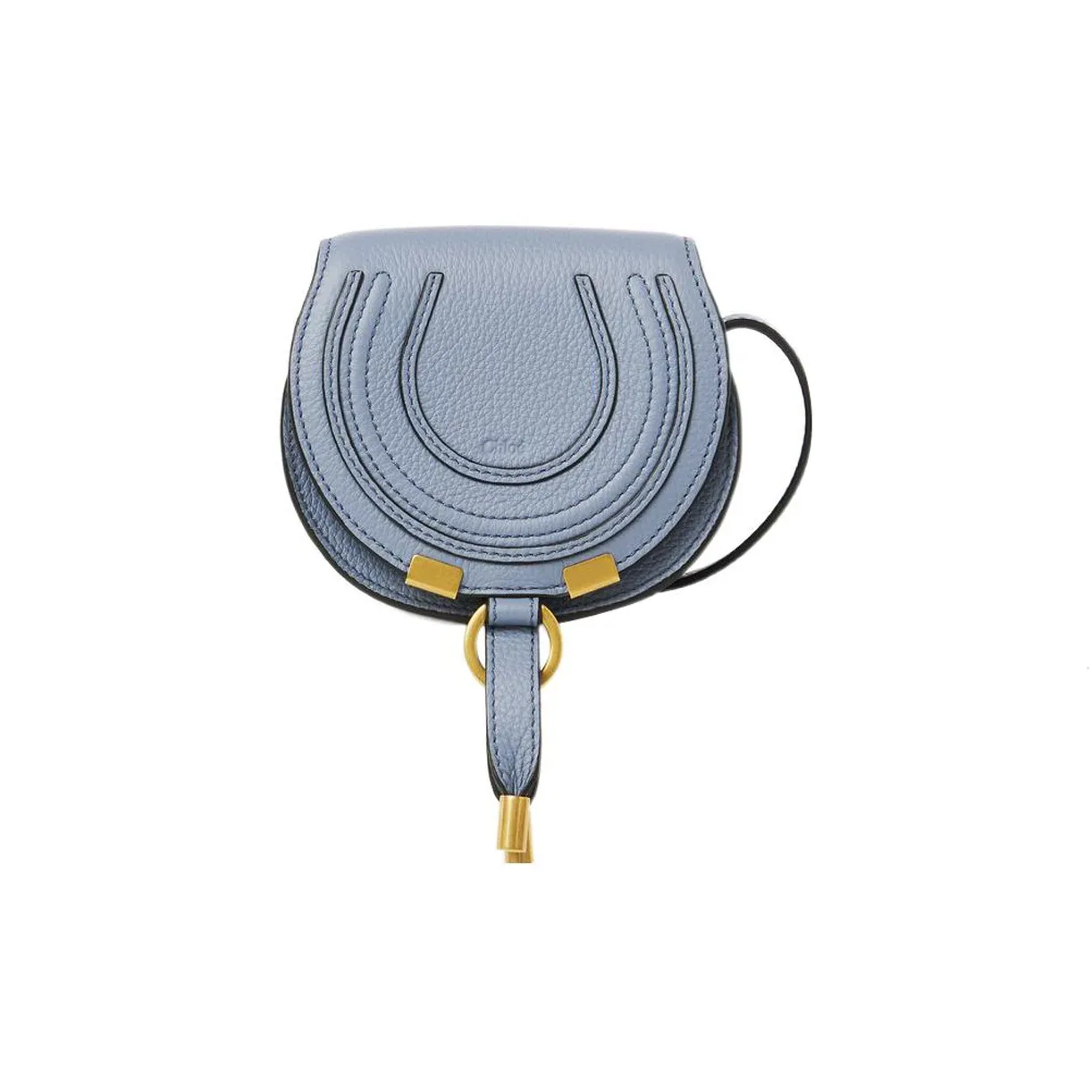 Chloe Marcie Латунь And С рельефом Телячья кожа Седло Сумка Сумка через плечо Экстра мини Женские Синий