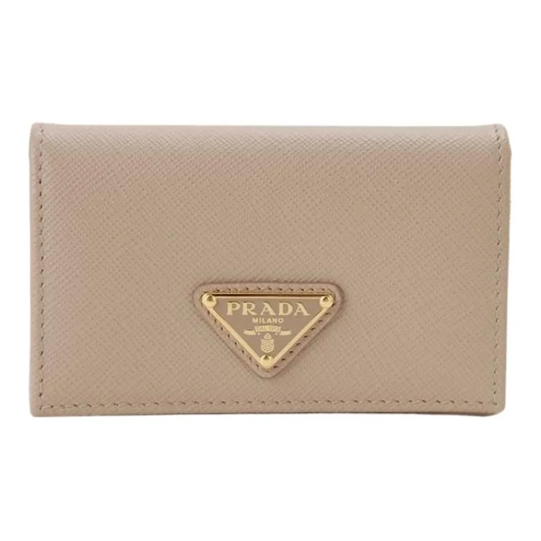 PRADA Cross Grain Leather Wallet Women's Pink Beige