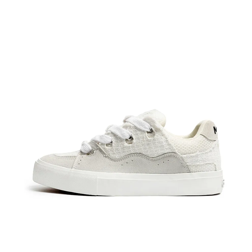 Medd Skateboard Shoes Unisex Low Top White Plaid/White Gray/Black