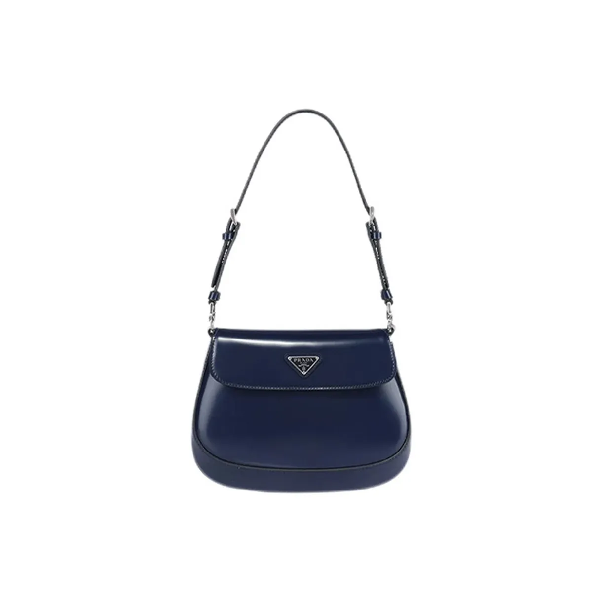 PRADA Cleo Shiny Cow Leather Shoulder Bag, Crossbody Bag Women's Baltic Sea Dark Blue