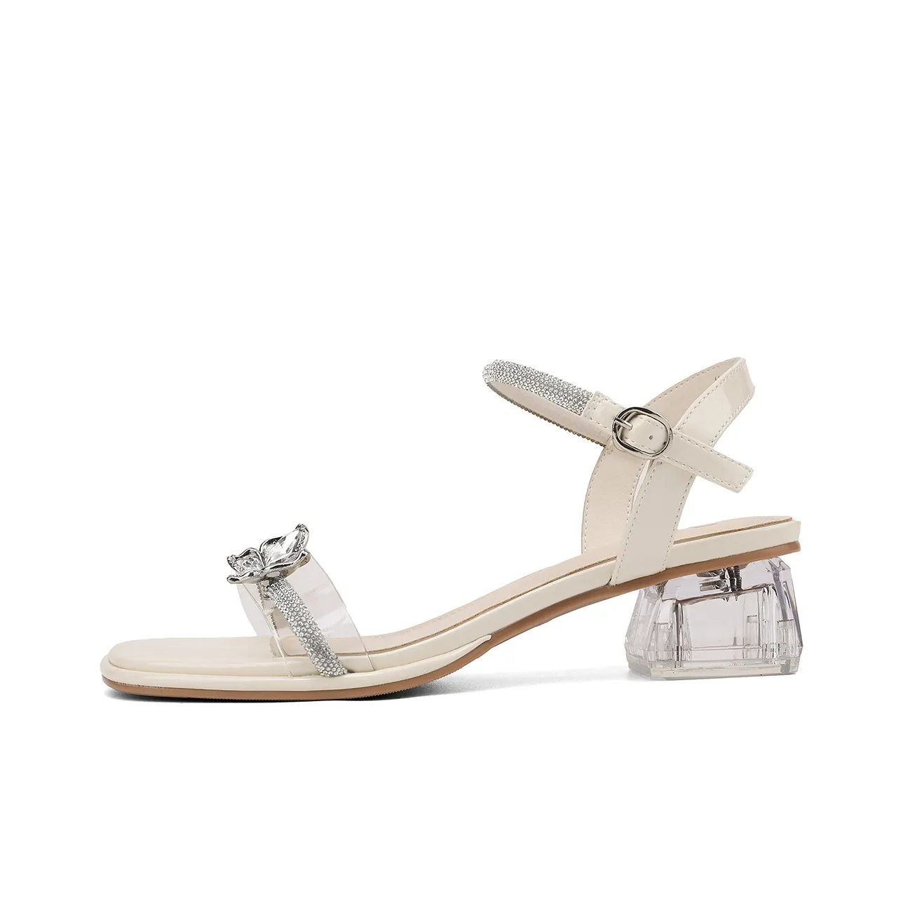 JOSINY One Ремешок Сандалии 5 см Женские Экрю Серебряный