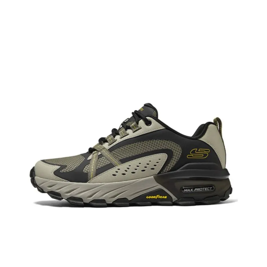 Skechers Max Protect Износостойкий Дышащий Низкий Топ Уличная Обувь Мужская Коричневый Черный