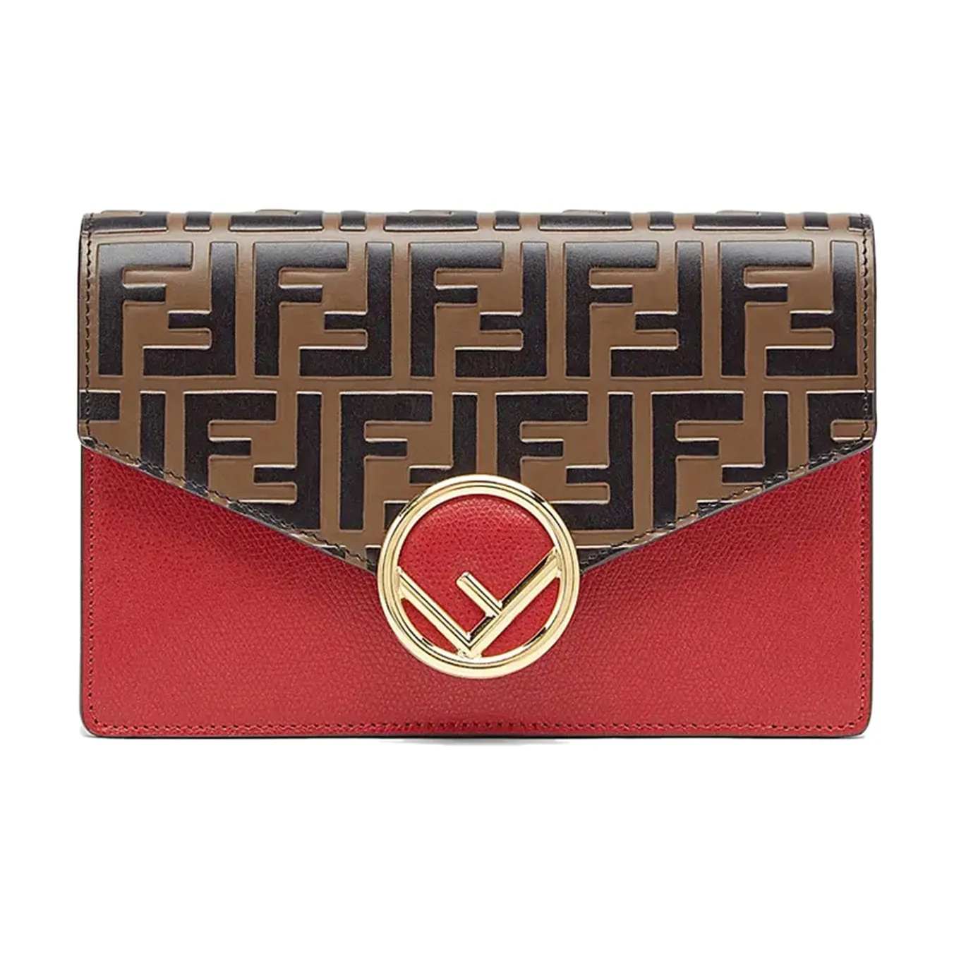 FENDI F Is Fendi Multicolor Calfskin Shoulder Bag Mini Women's Brown/Red