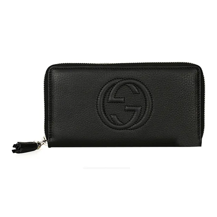 GUCCI Soho Leather Wallet Women's Black