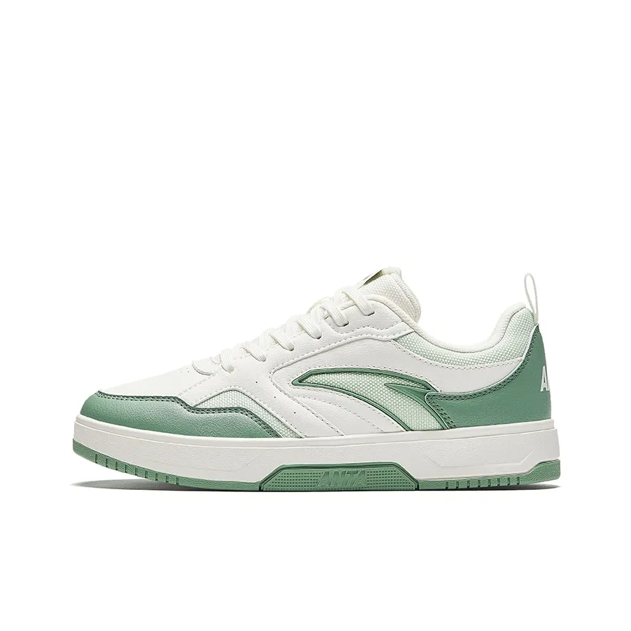 Anta Lightweight White Sneakers Height Increasing Lightweight Low-Top Skateboard Shoes Women's Green